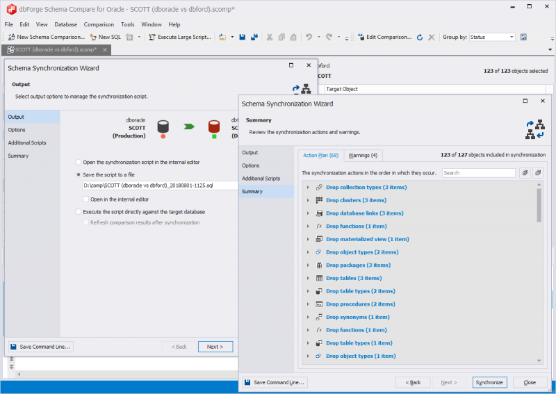 Devart dbForge Schema Compare for Oracle: Synchronization script.jpg